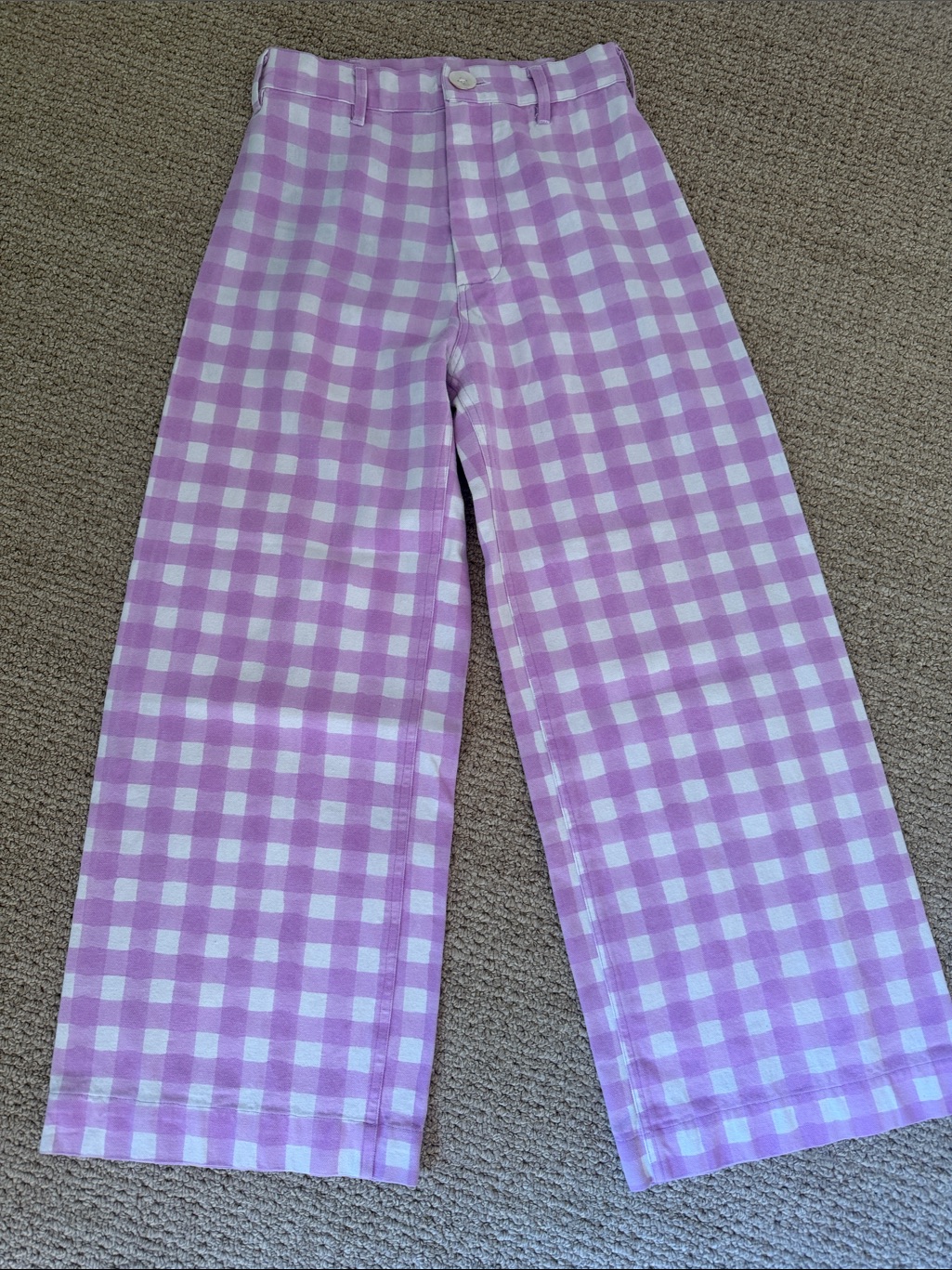 Sz Blockprints Purple Gingham Wide-Leg Pants Size S